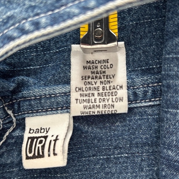 *Flaws* Vtg Baby UR It Bib Overall Jean Shorts 18 Months Construction Work Zone - Picture 6 of 10